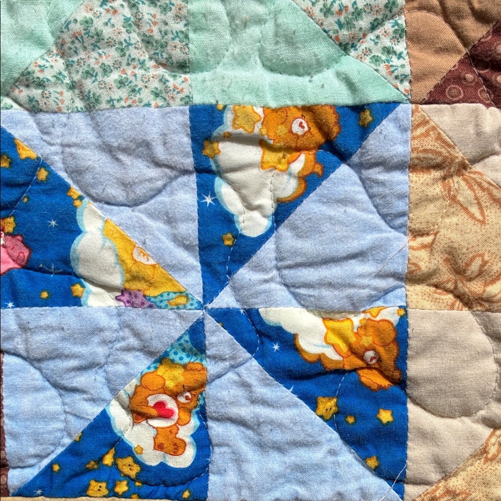 Colorful Handmade Patchwork Quilt Carebears - Picture 4 of 9